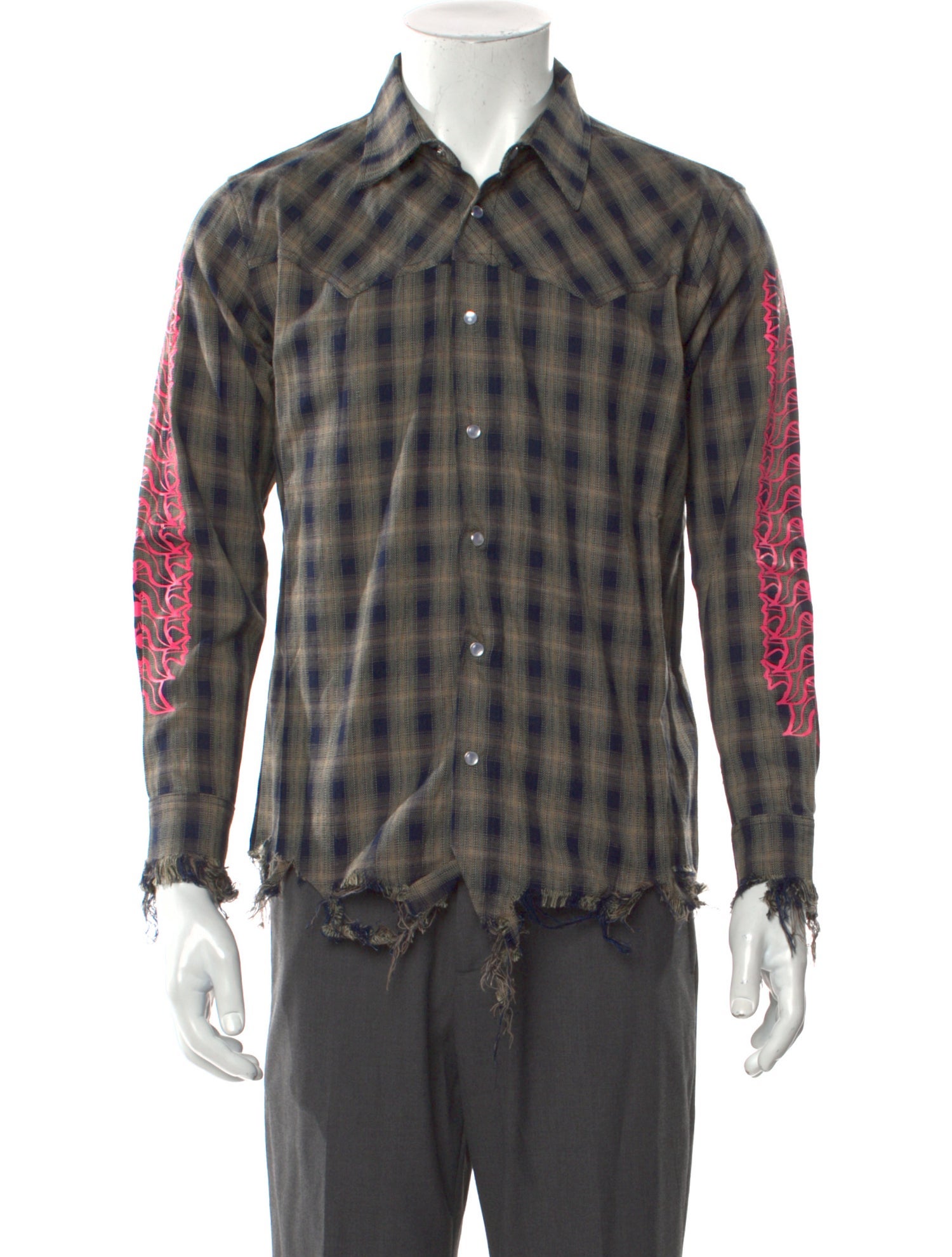 YOUTHS IN BALACLAVA Plaid Print Long Sleeve Western Shirt