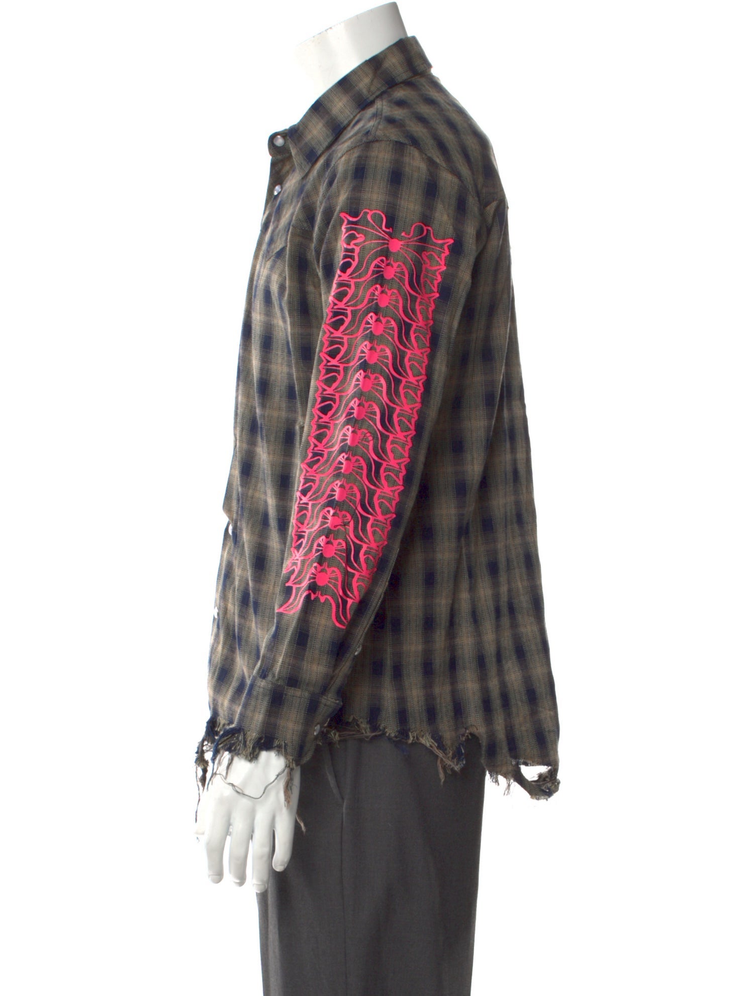 YOUTHS IN BALACLAVA Plaid Print Long Sleeve Western Shirt