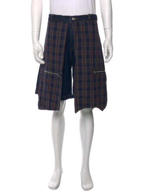 YOUTHS IN BALACLAVA Plaid Print Flat Front Shorts