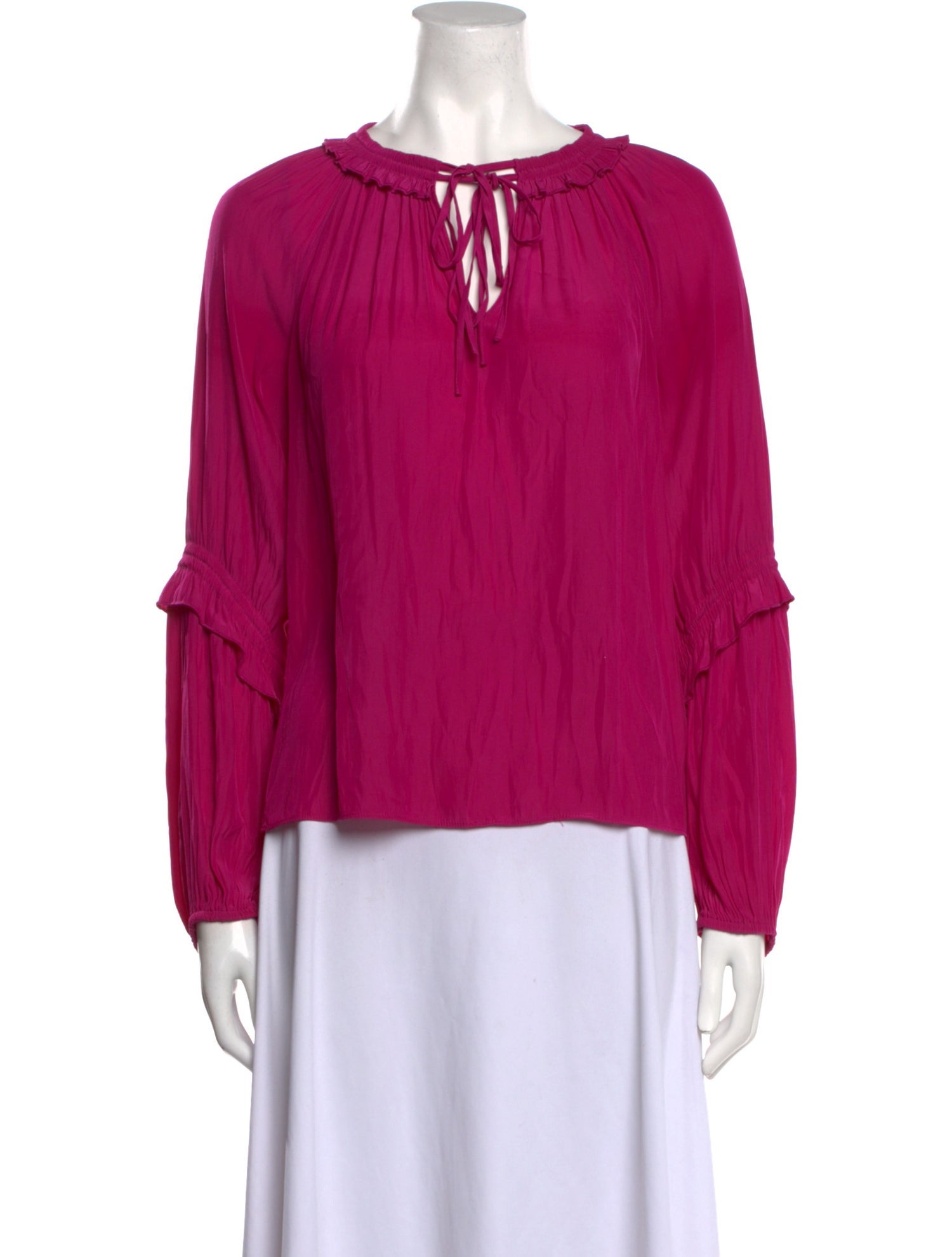 Ramy Brook Tie Neck Long Sleeve Blouse
