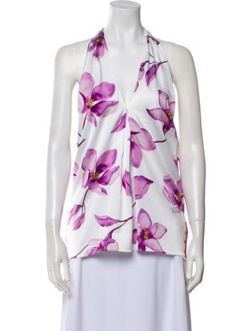 Ramy Brook Tops Floral Print Halterneck Blouse L