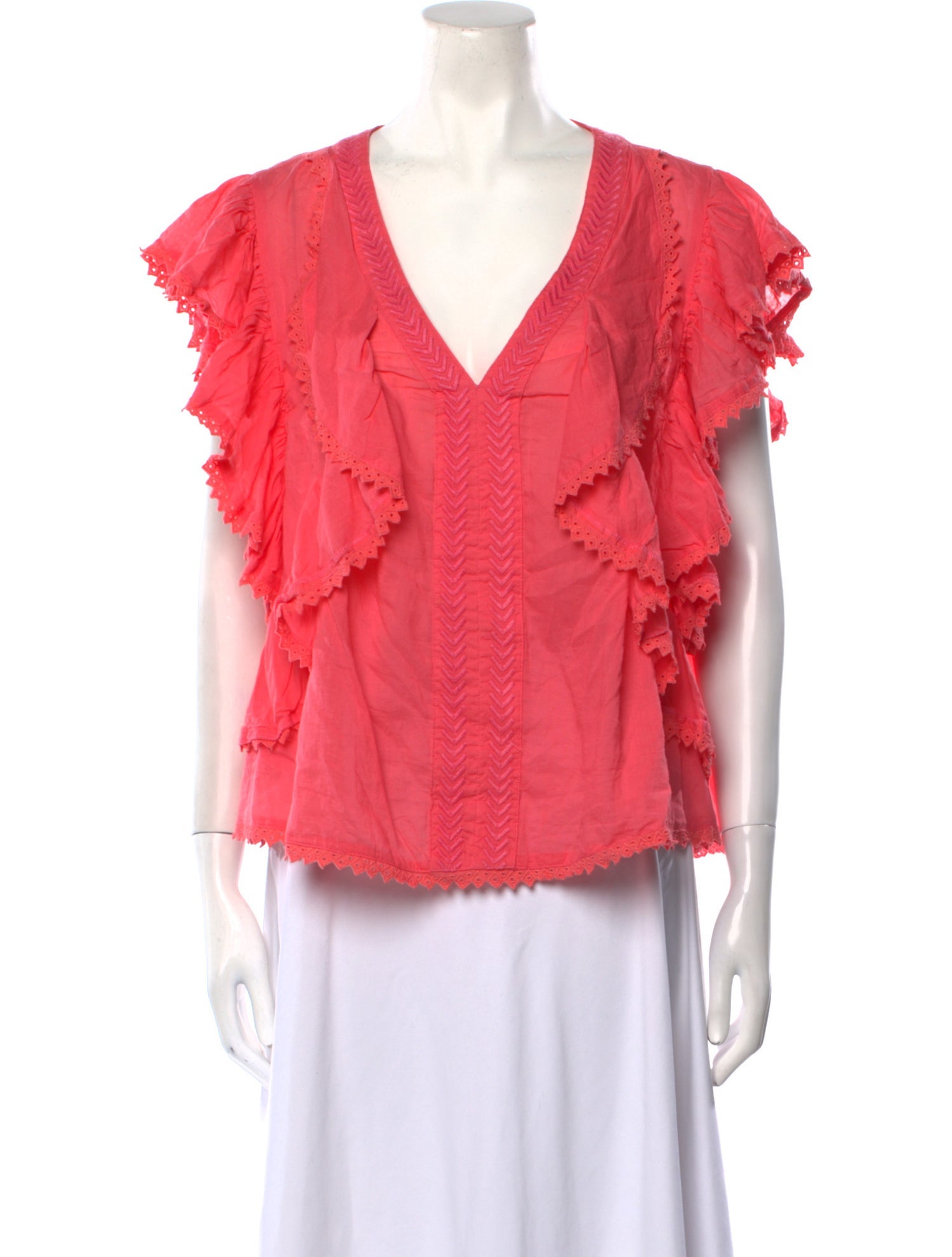 Ramy Brook Plunge Neckline Short Sleeve Blouse
