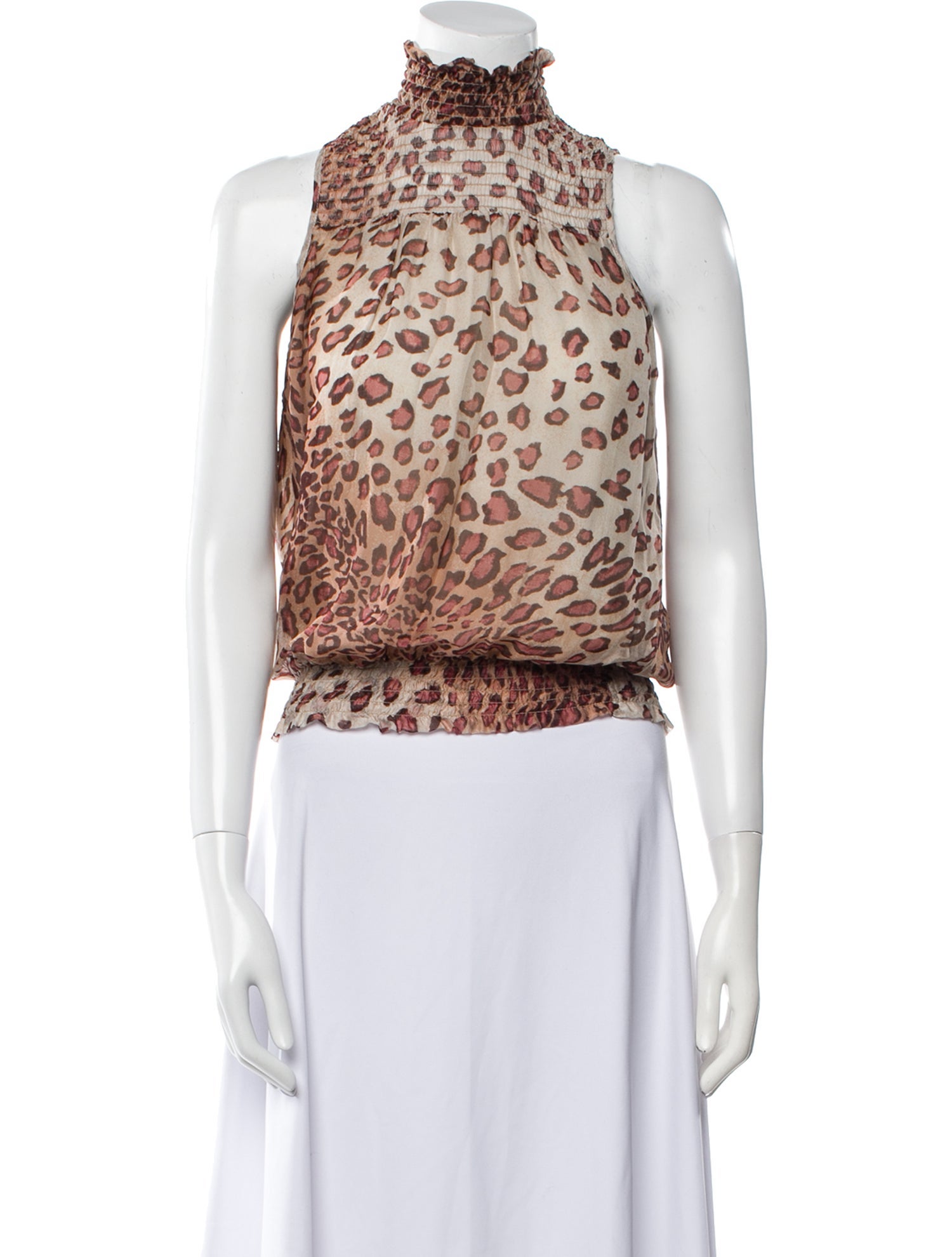Ramy Brook Animal Print Turtleneck Crop Top