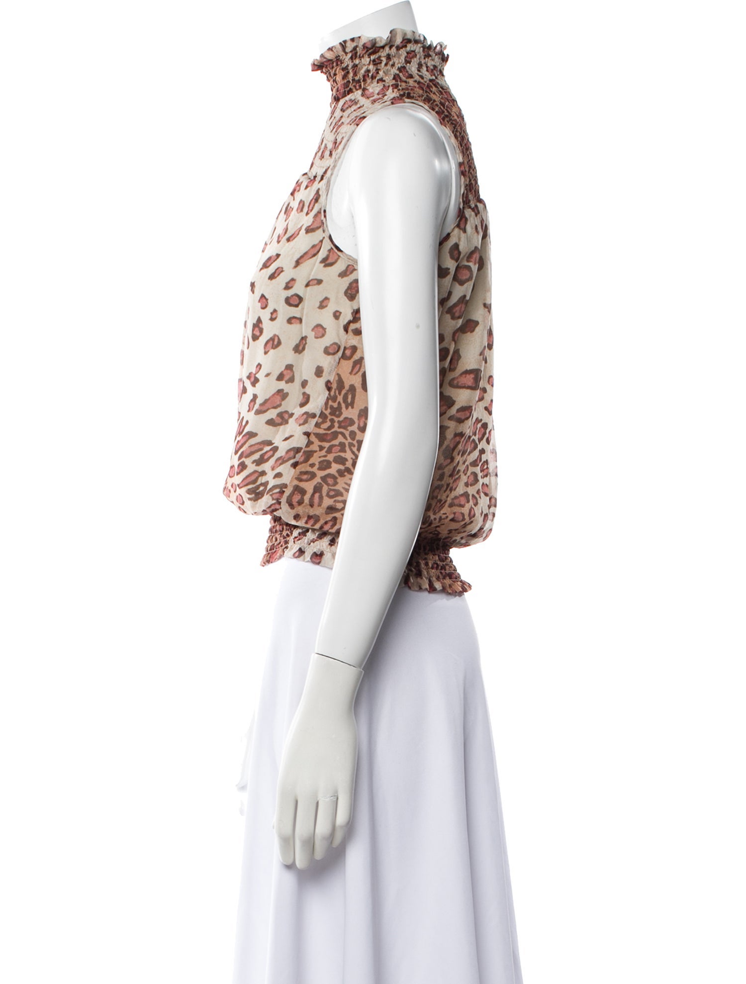 Ramy Brook Animal Print Turtleneck Crop Top