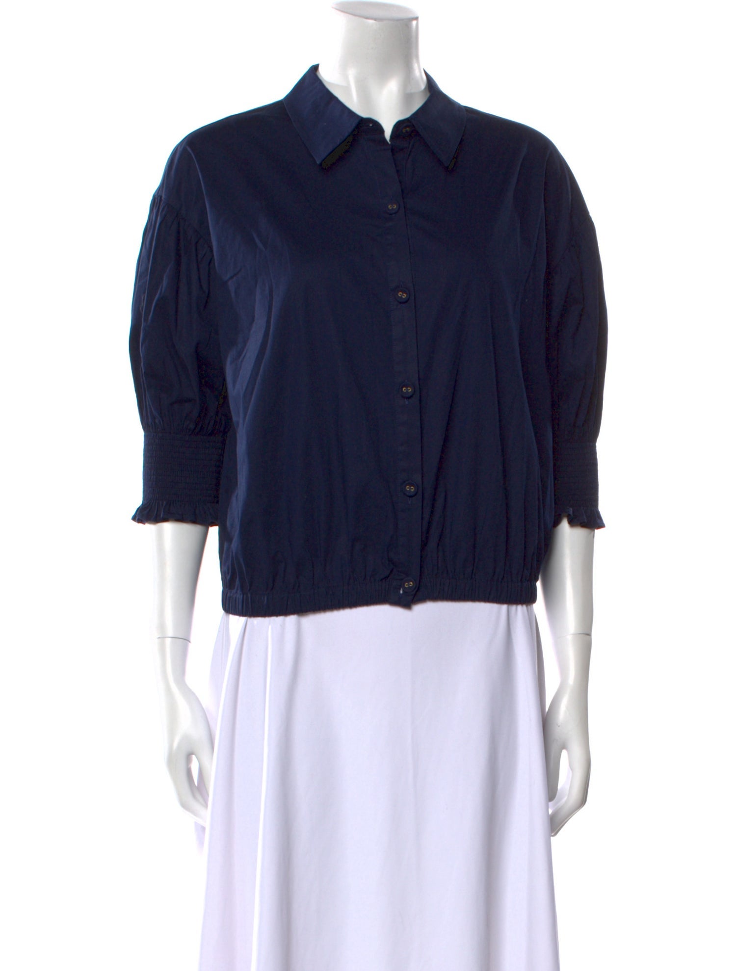 Ramy Brook Three-Quarter Sleeve Button-Up Top