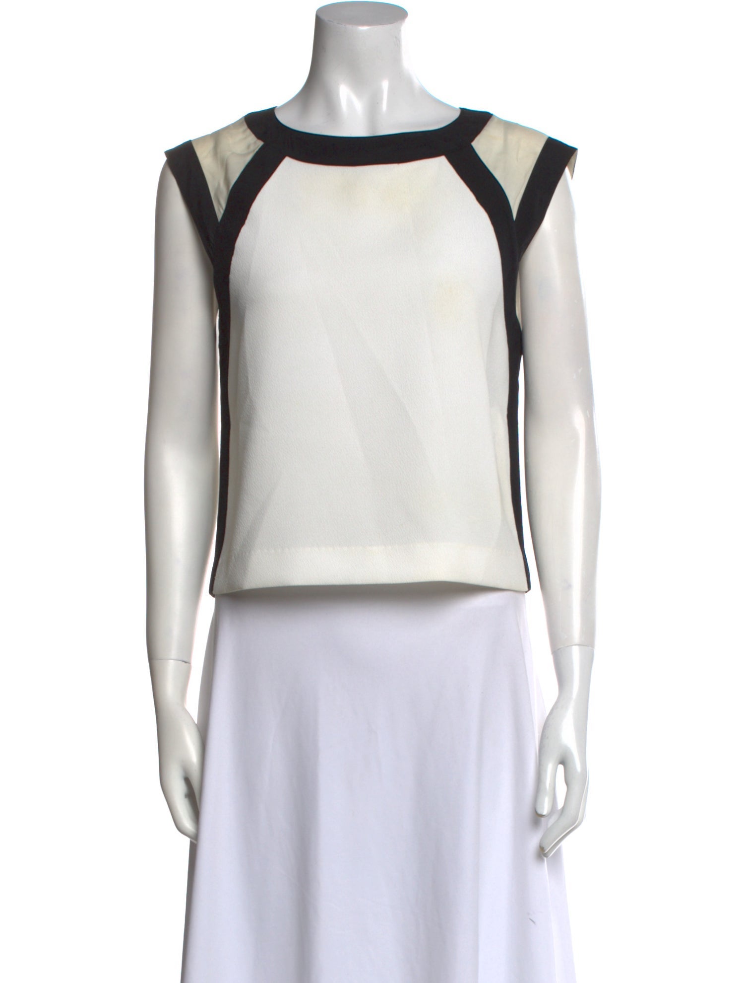 Ramy Brook Colorblock Pattern Bateau Neckline Crop Top