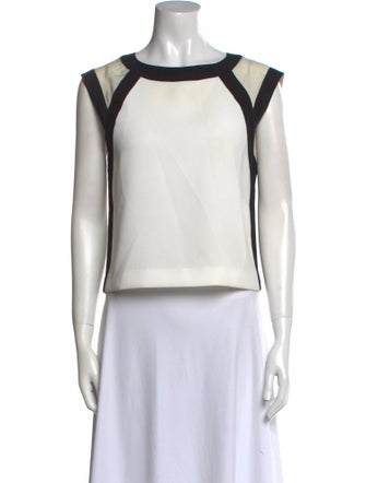 Ramy Brook Colorblock Pattern Bateau Neckline Crop Top