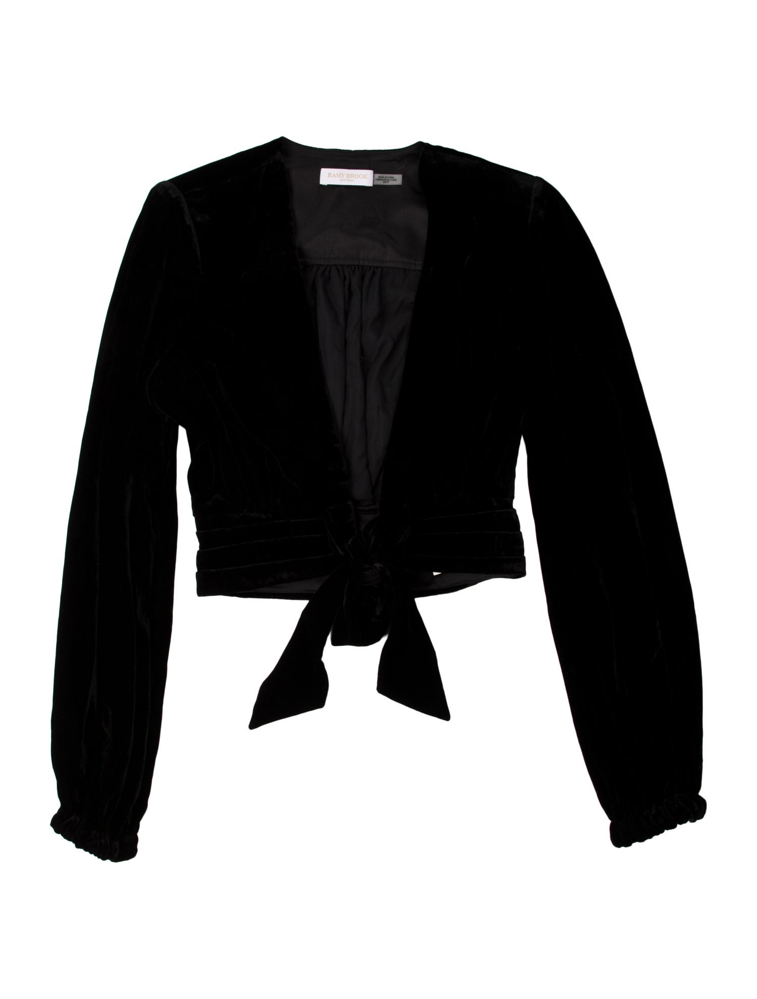 Ramy Brook Plunge Neckline Long Sleeve Crop Top