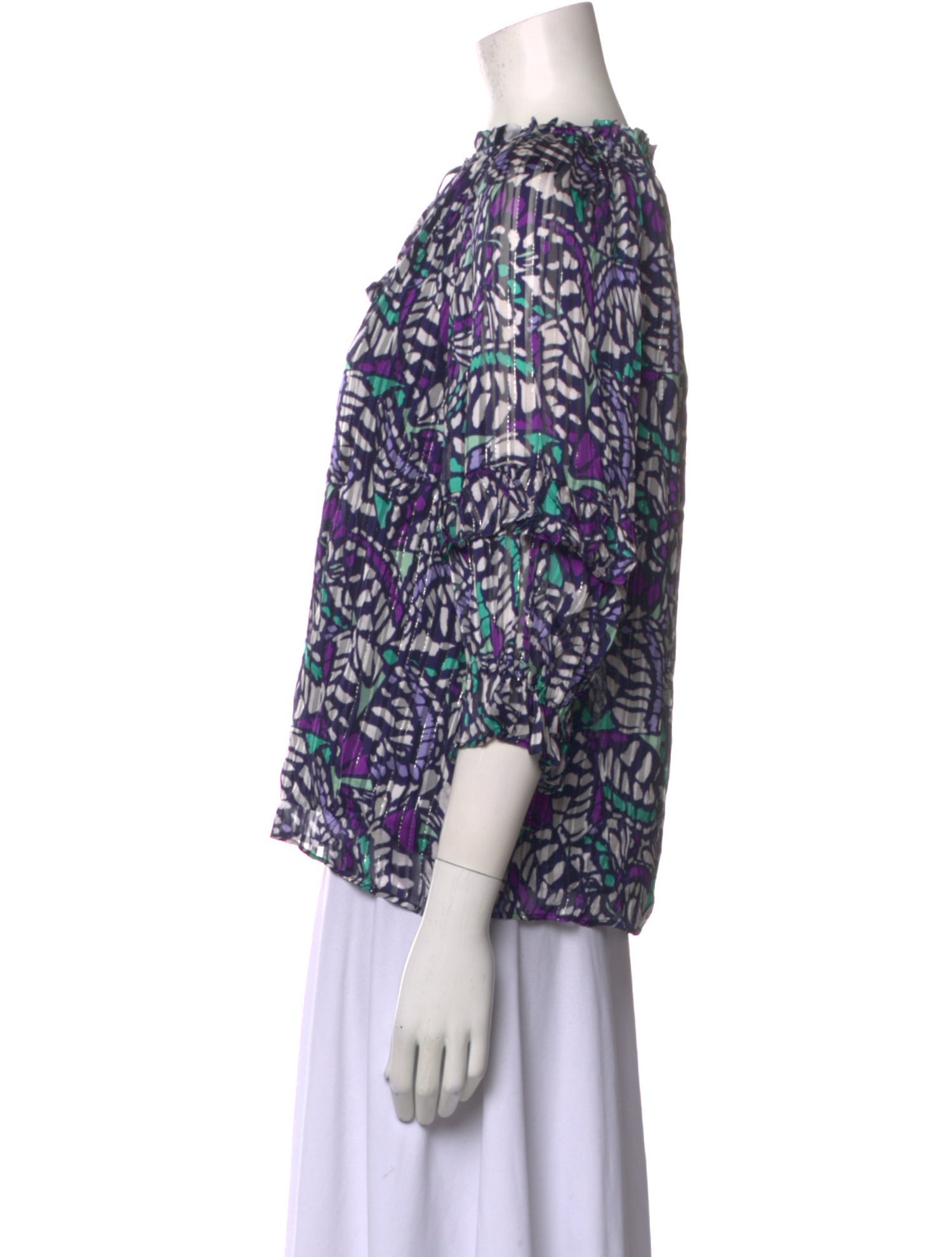 Ramy Brook Printed Tie Neck Blouse w/ Tags