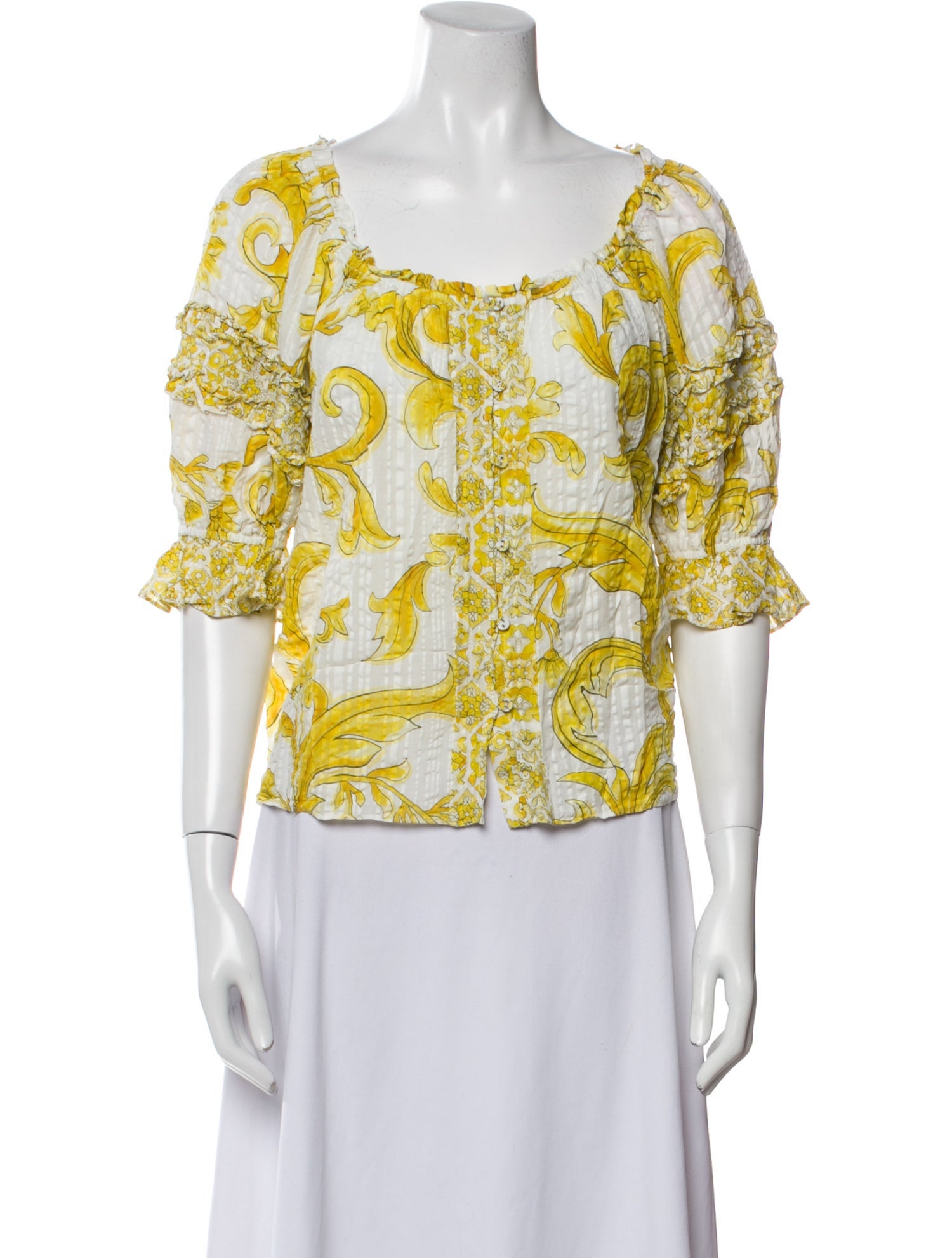 Ramy Brook Floral Print Square Neckline Blouse