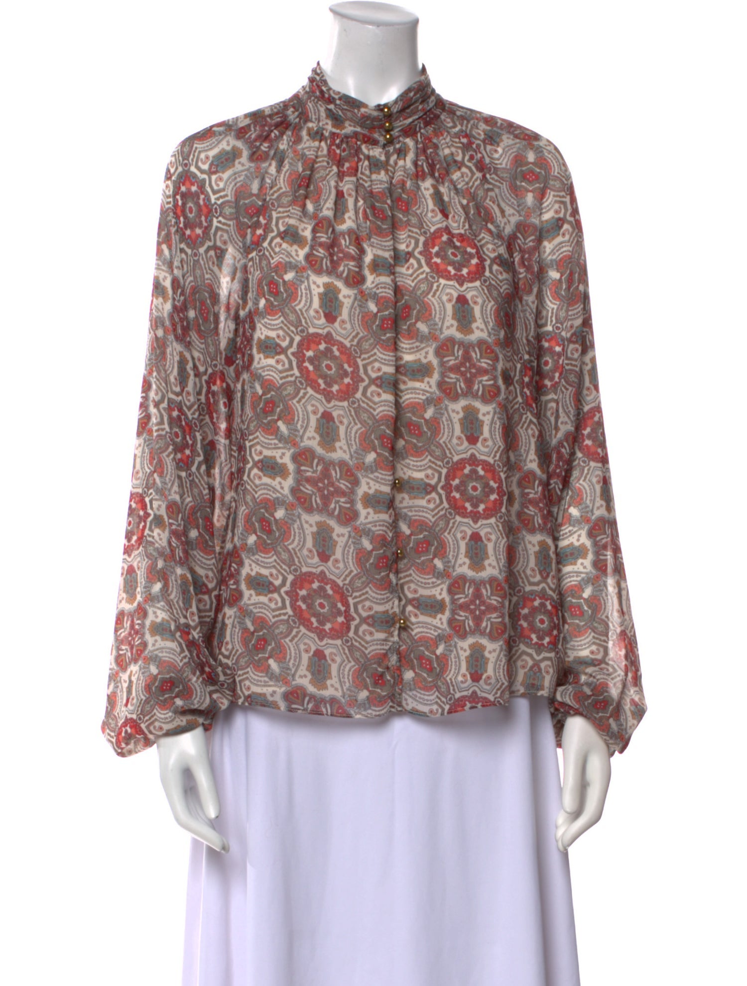 Ramy Brook Paisley Print Mock Neck Blouse