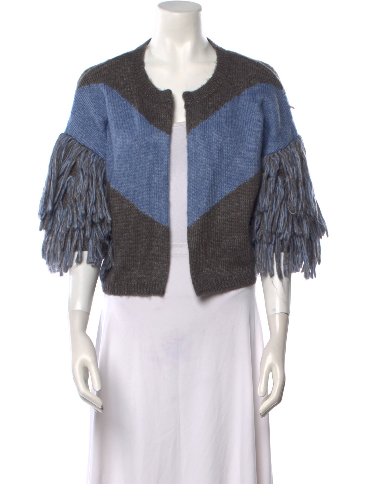 Ramy Brook Colorblock Pattern Scoop Neck Sweater