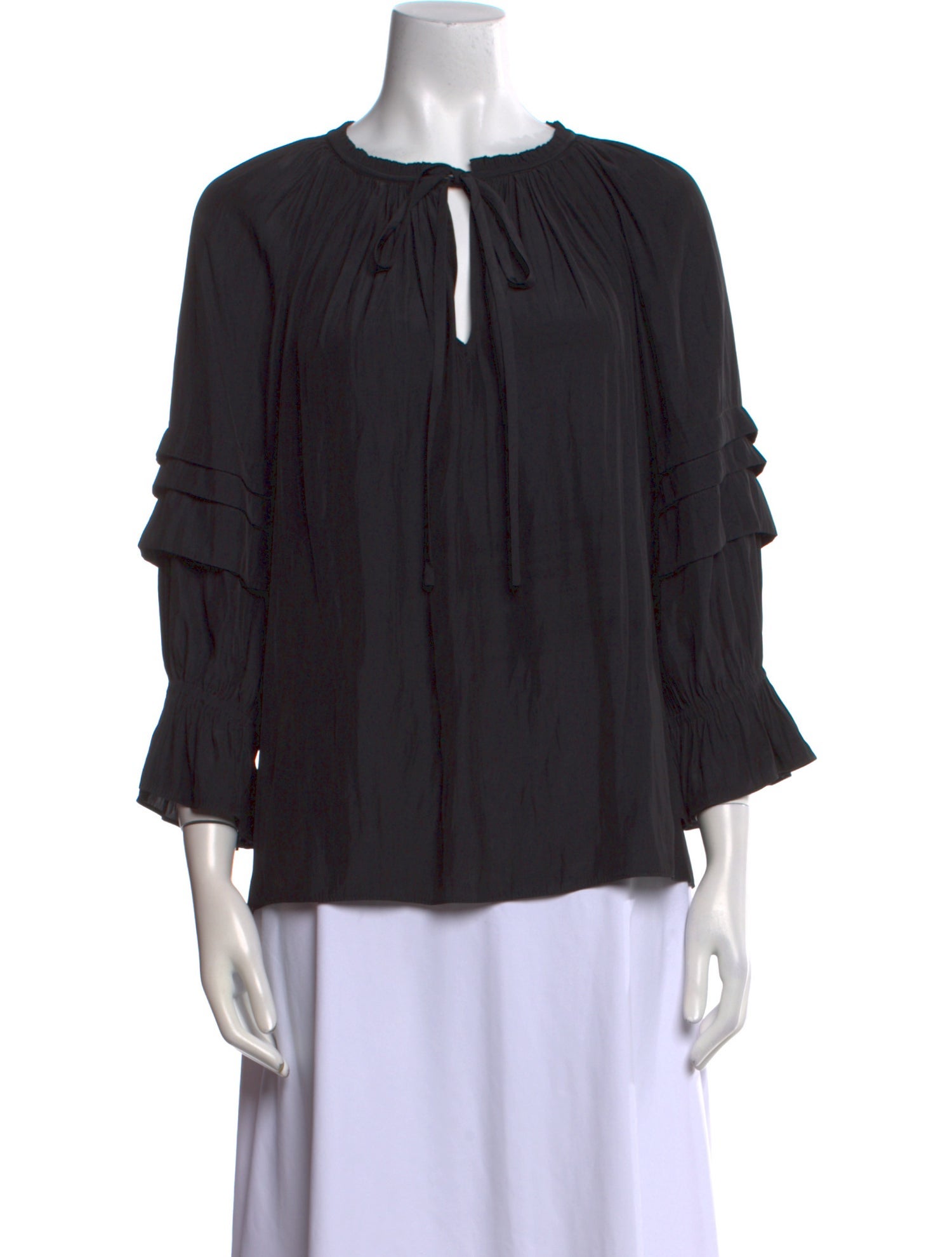 Ramy Brook Crew Neck Three-Quarter Sleeve Blouse