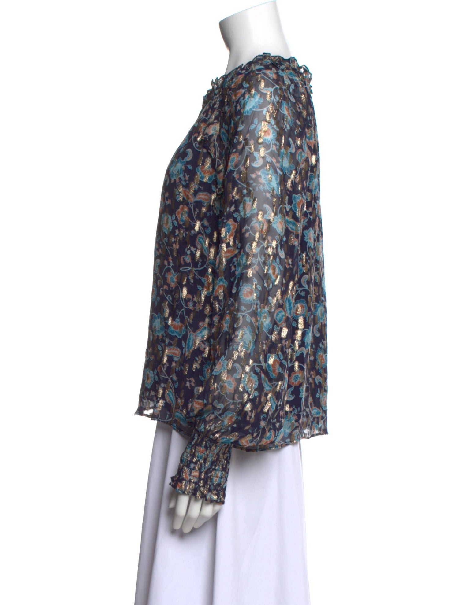 Ramy Brook Printed Tie Neck Blouse