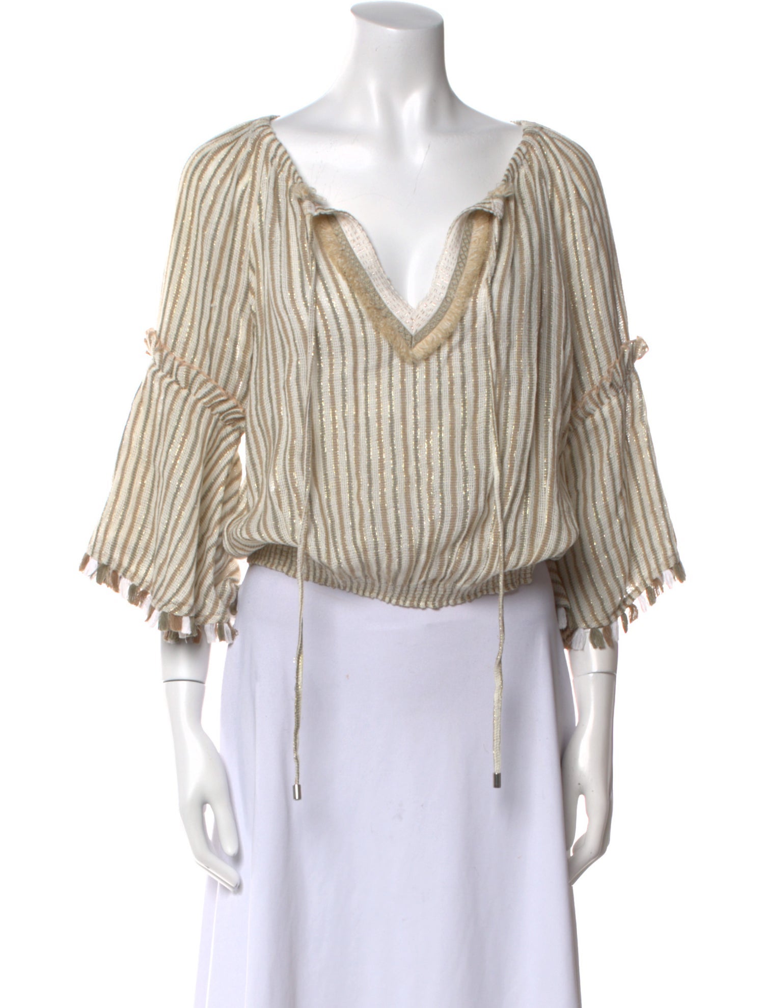 Ramy Brook Striped V-Neck Crop Top
