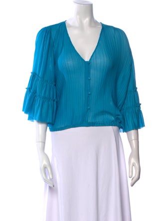 Ramy Brook V-Neck Three-Quarter Sleeve Crop Top