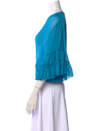 Ramy Brook V-Neck Three-Quarter Sleeve Crop Top