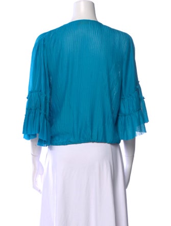 Ramy Brook V-Neck Three-Quarter Sleeve Crop Top