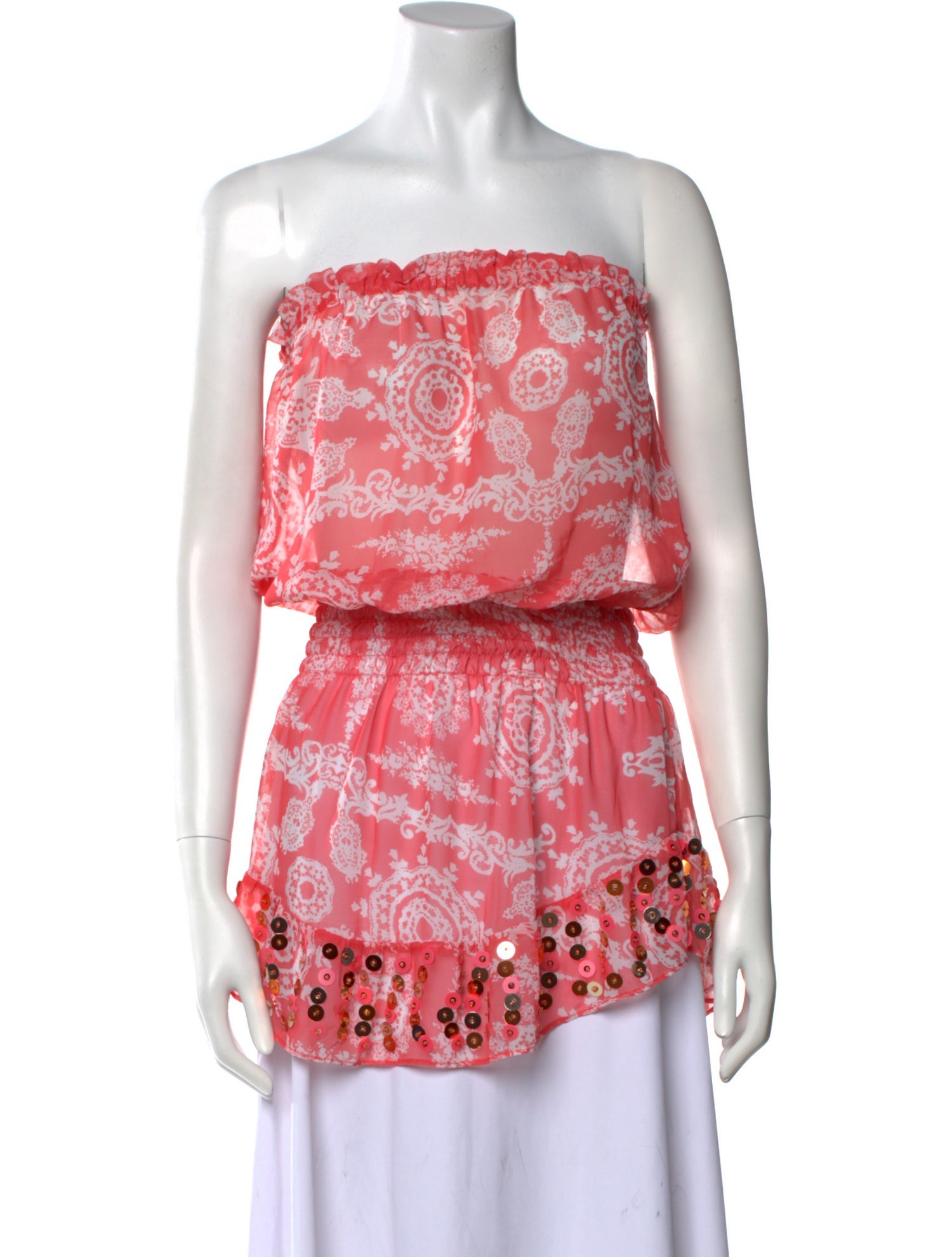 Ramy Brook Floral Print Strapless Tunic