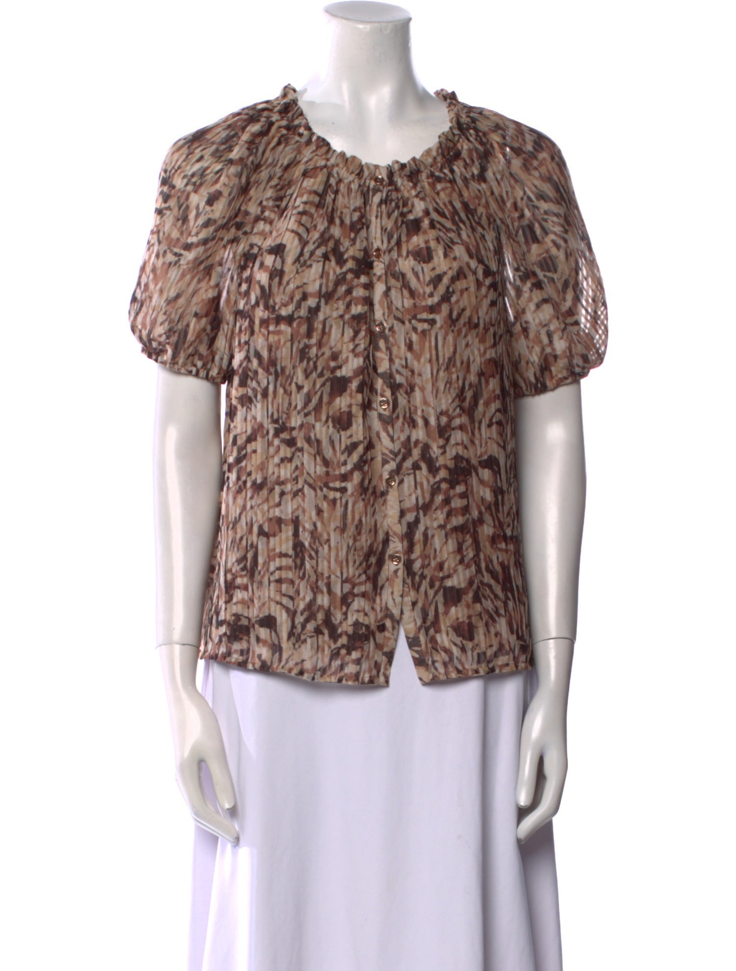 Ramy Brook Animal Print Scoop Neck Blouse