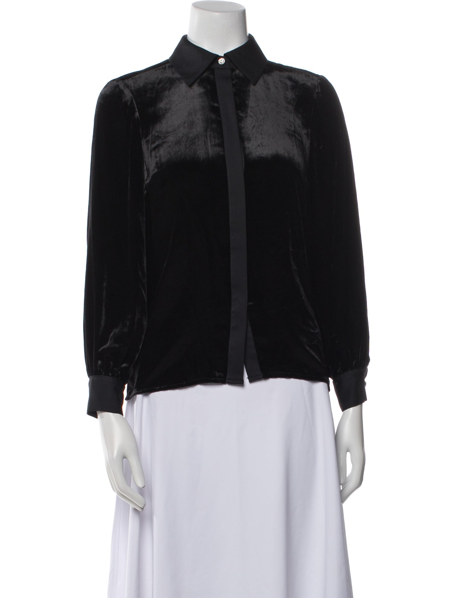Ramy Brook Mock Neck Long Sleeve Button-Up Top