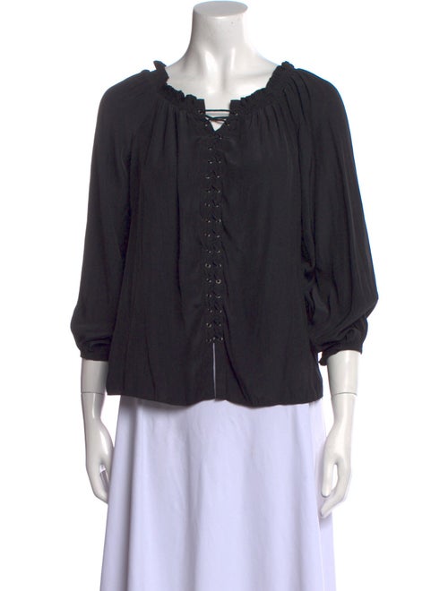 Ramy Brook Scoop Neck Three-Quarter Sleeve Blouse