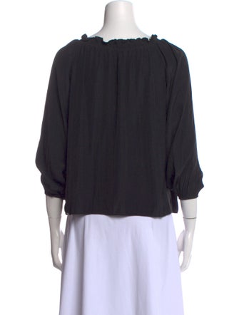 Ramy Brook Scoop Neck Three-Quarter Sleeve Blouse