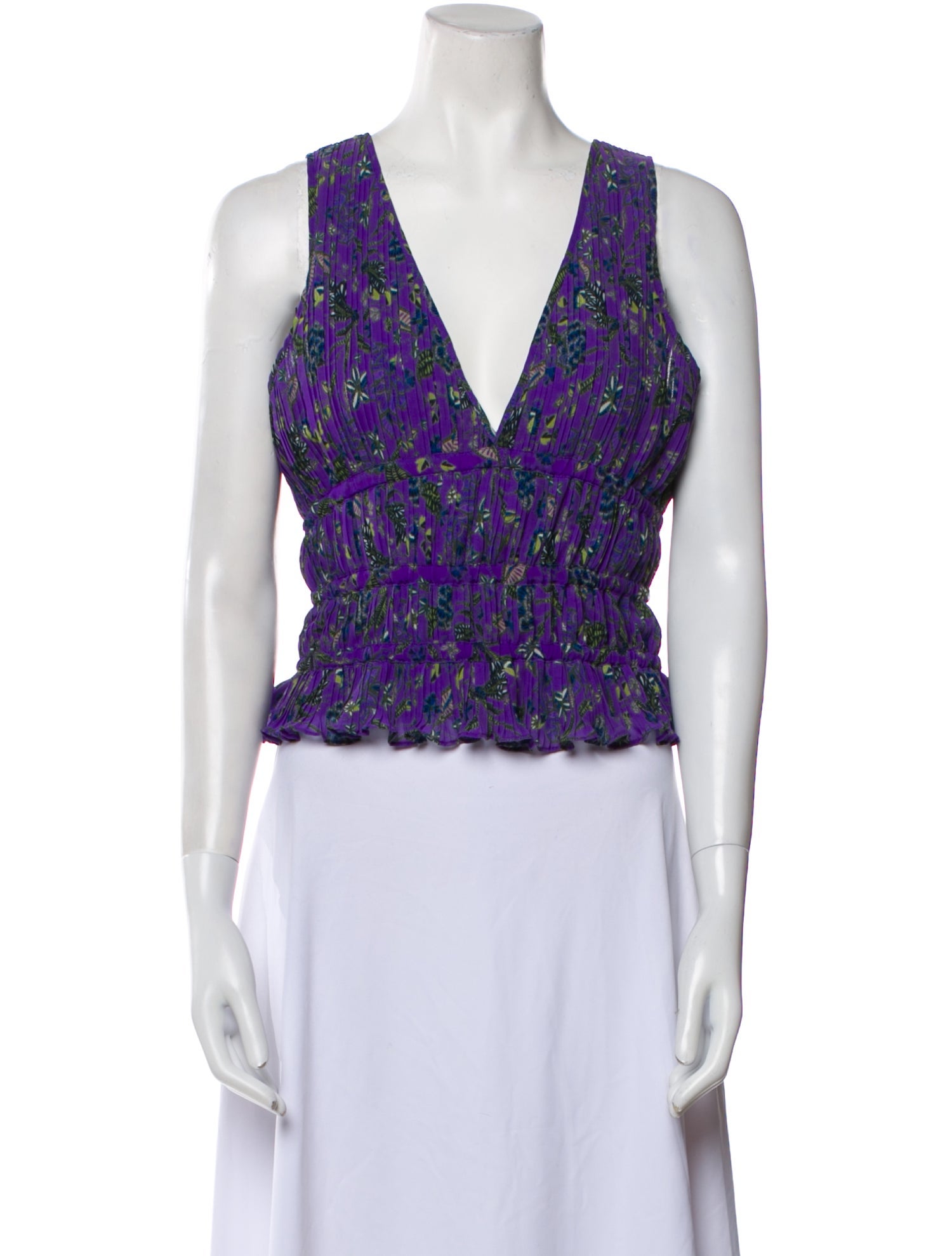 Ramy Brook Floral Print V-Neck Crop Top