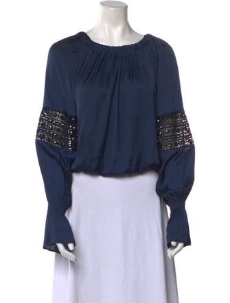 Ramy Brook Scoop Neck Long Sleeve Crop Top