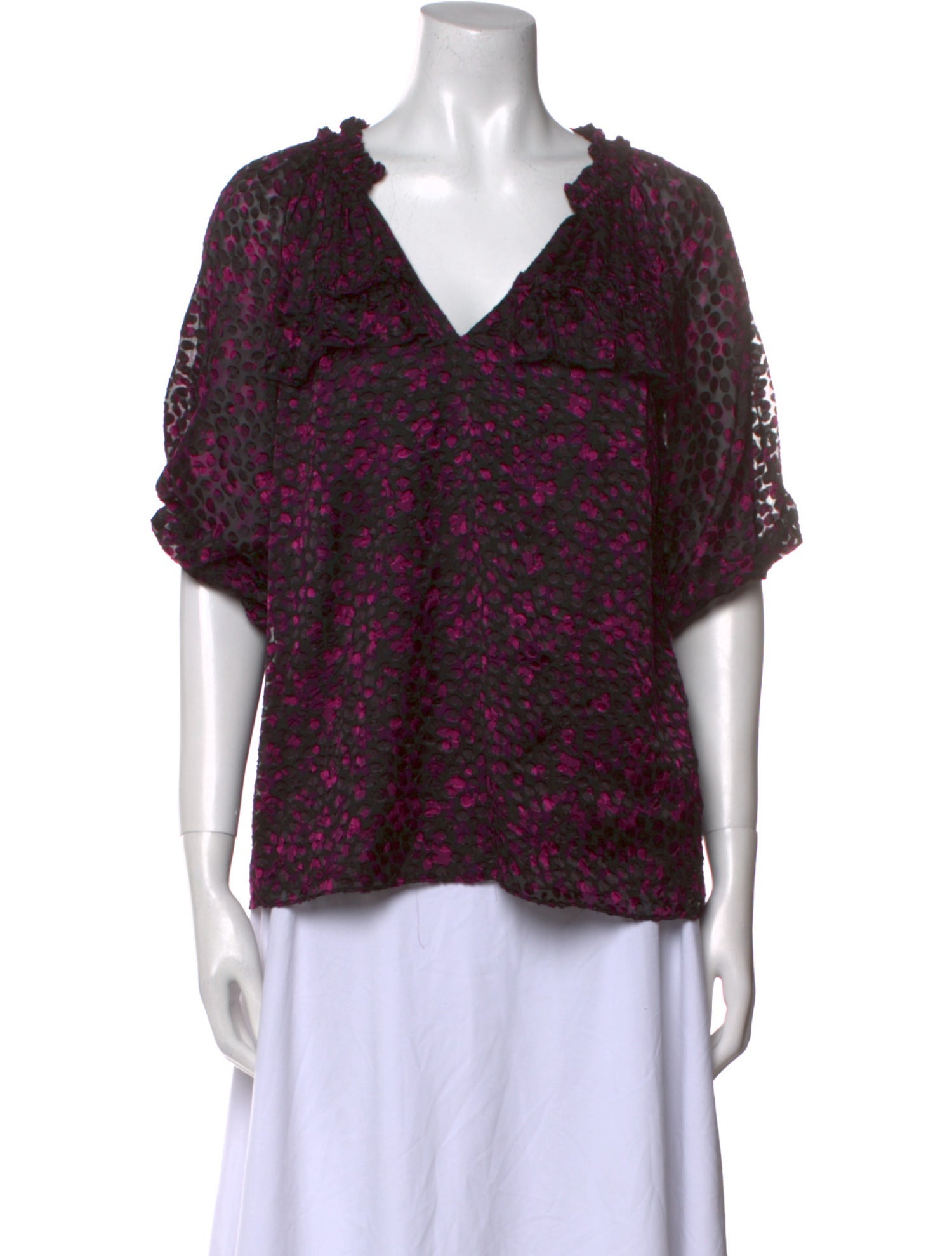 Ramy Brook Printed V-Neck Blouse