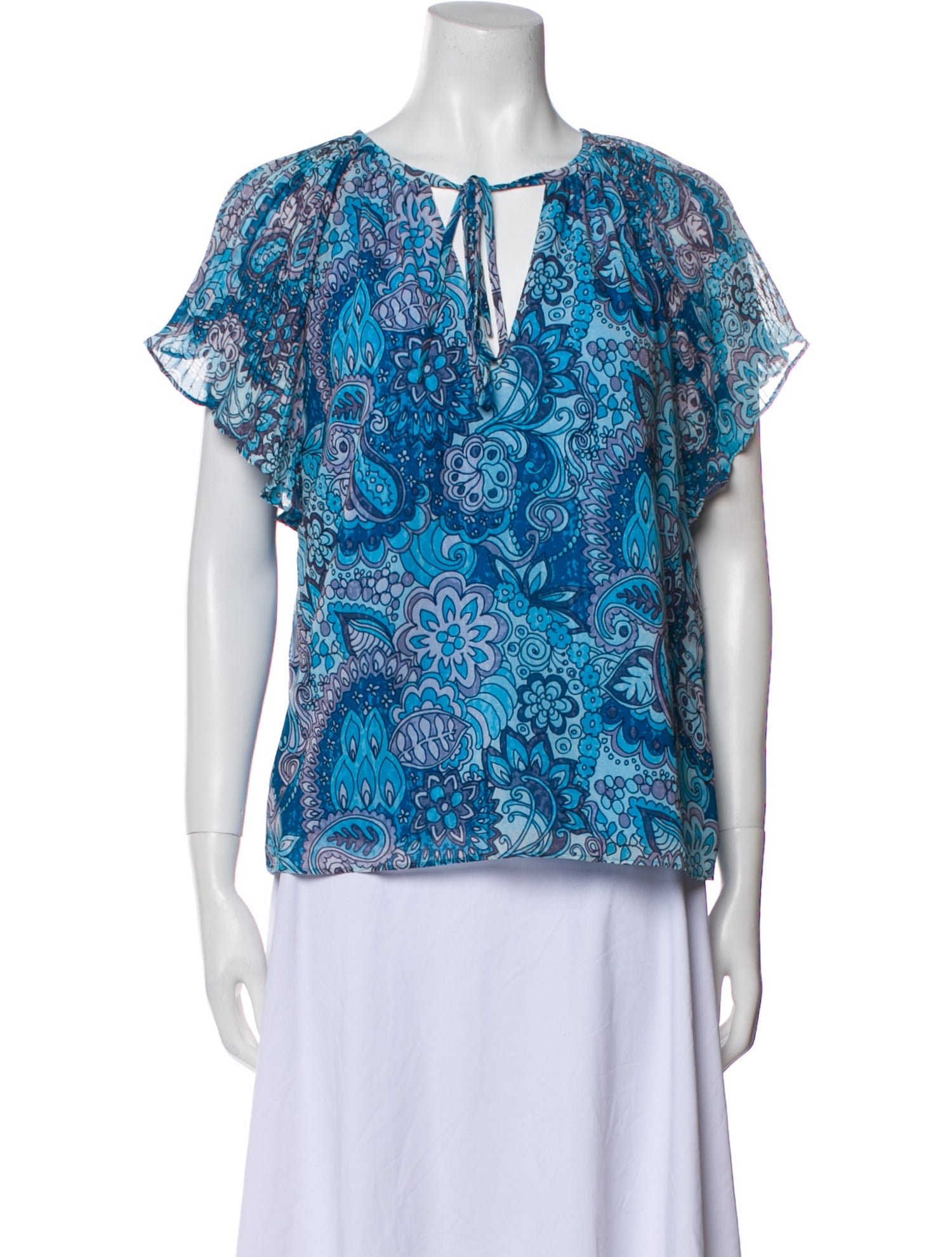 Ramy Brook Floral Print V-Neck Blouse