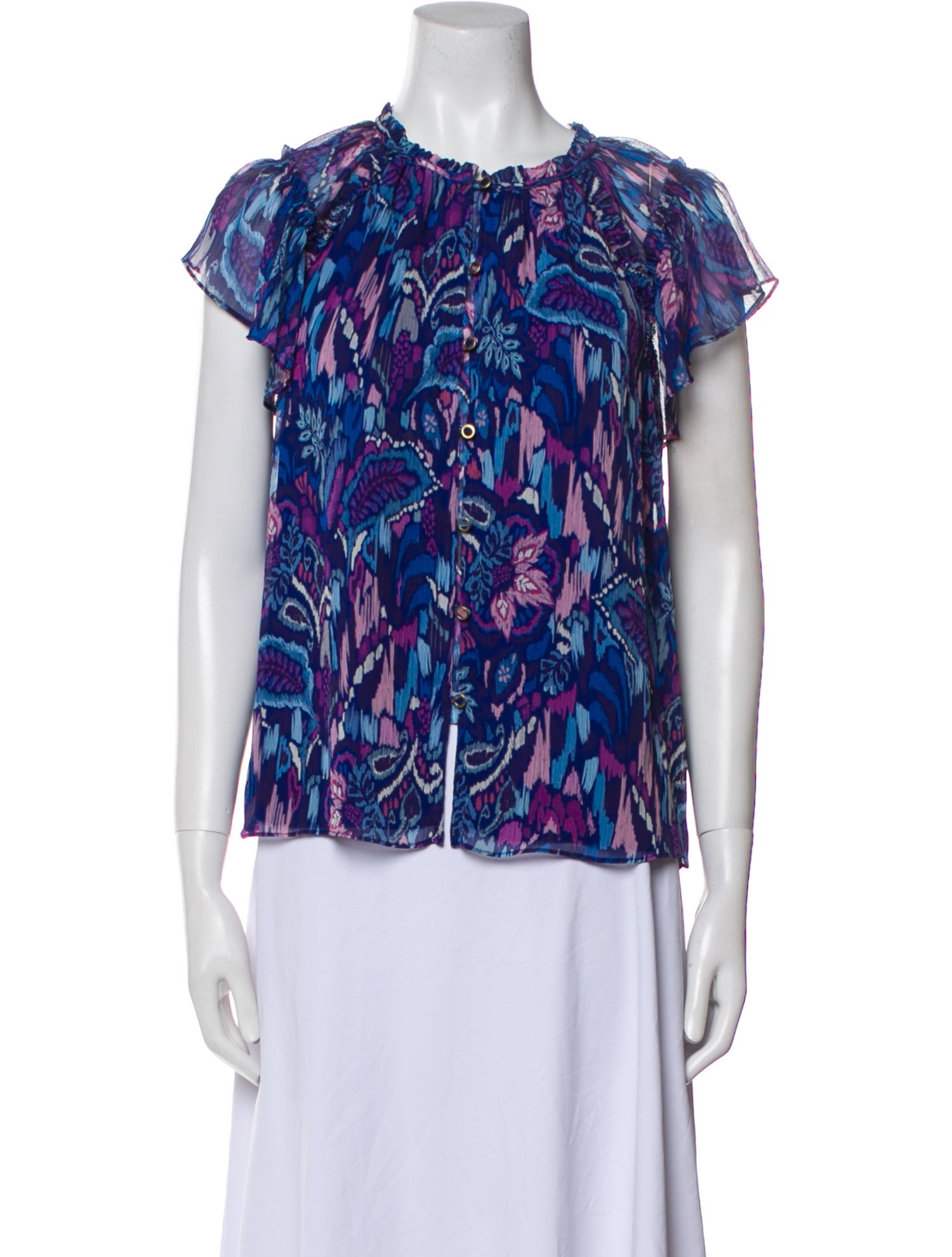 Ramy Brook Printed Crew Neck Blouse