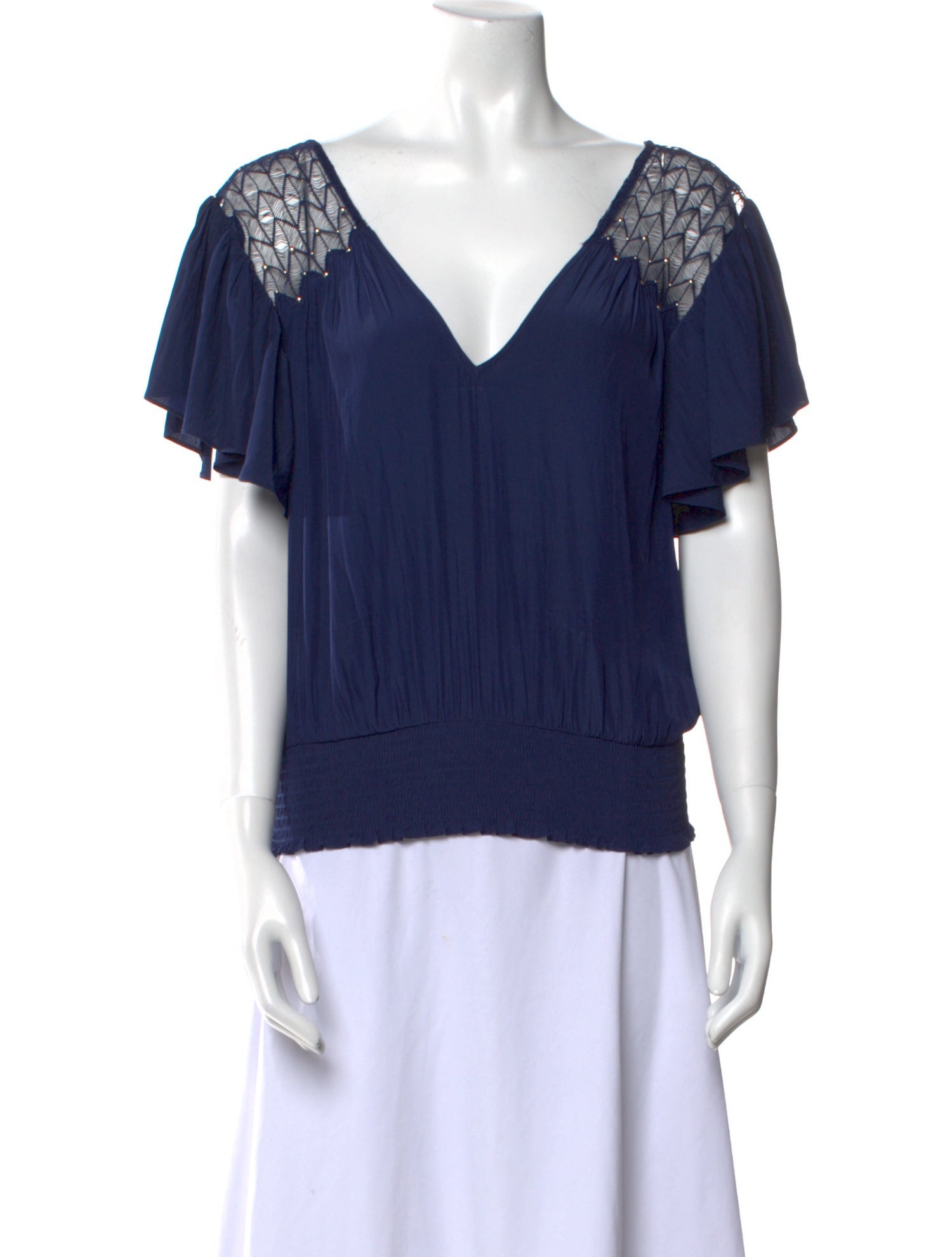 Ramy Brook V-Neck Short Sleeve Blouse