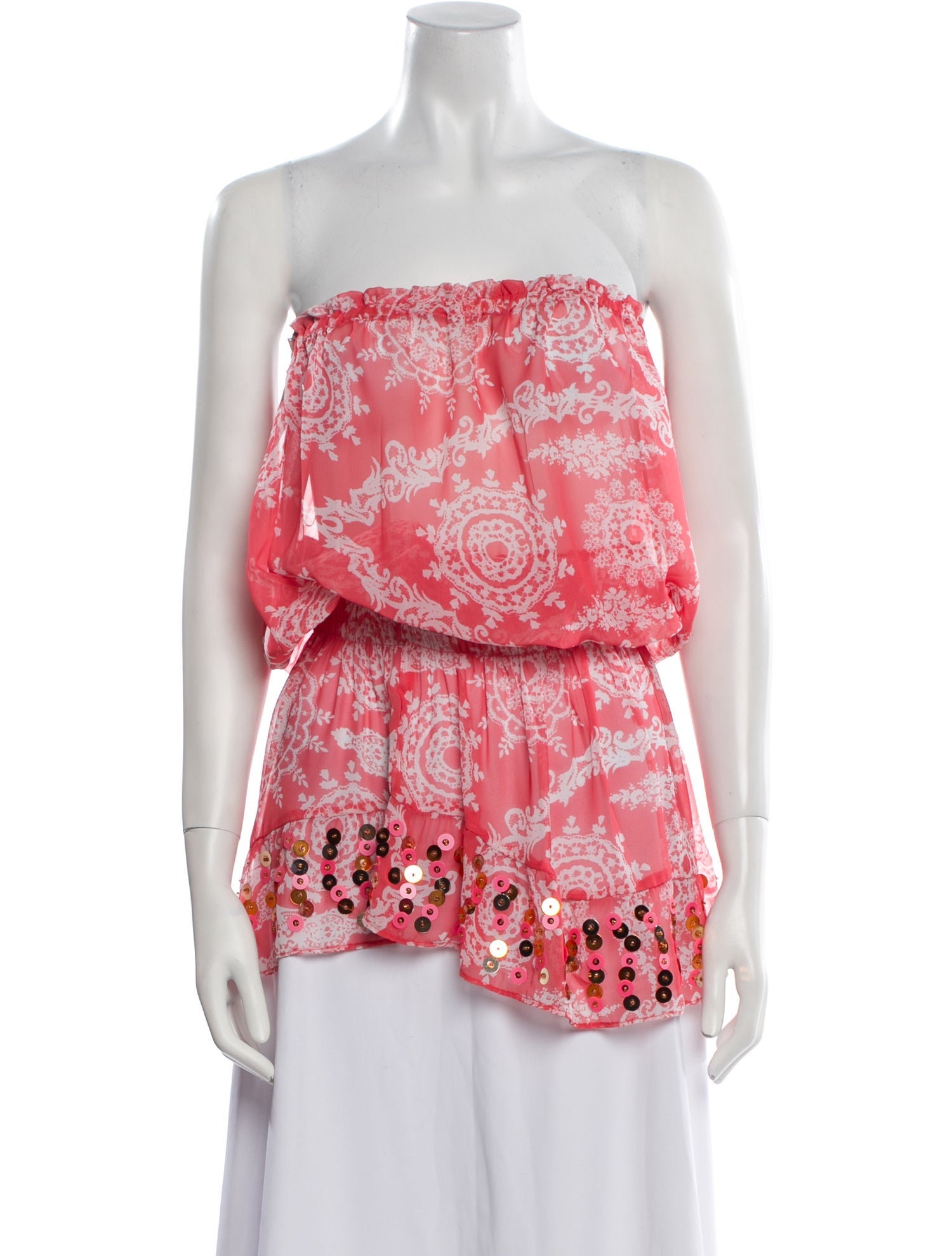 Ramy Brook Floral Print Strapless Blouse w/ Tags