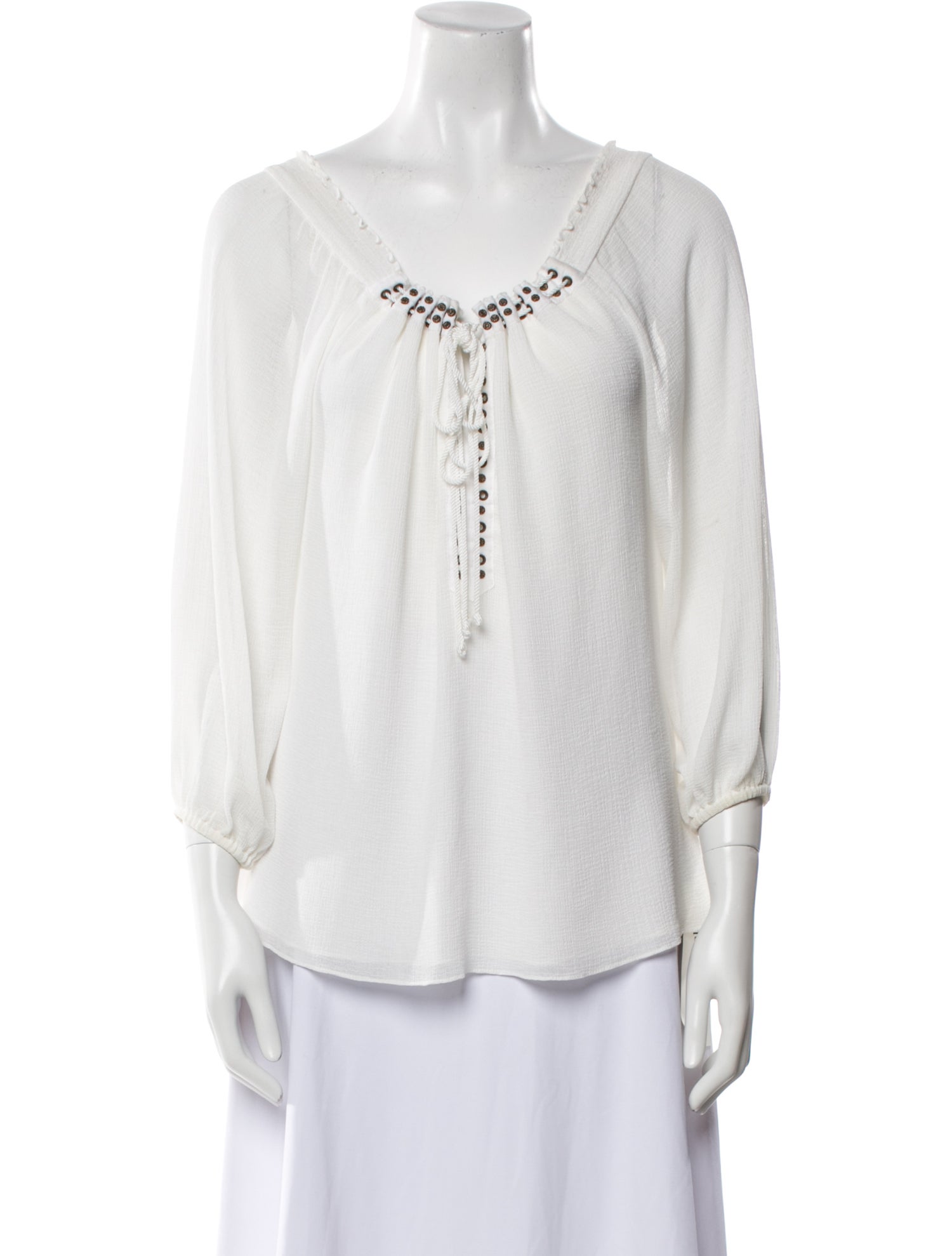 Ramy Brook Scoop Neck Three-Quarter Sleeve Blouse