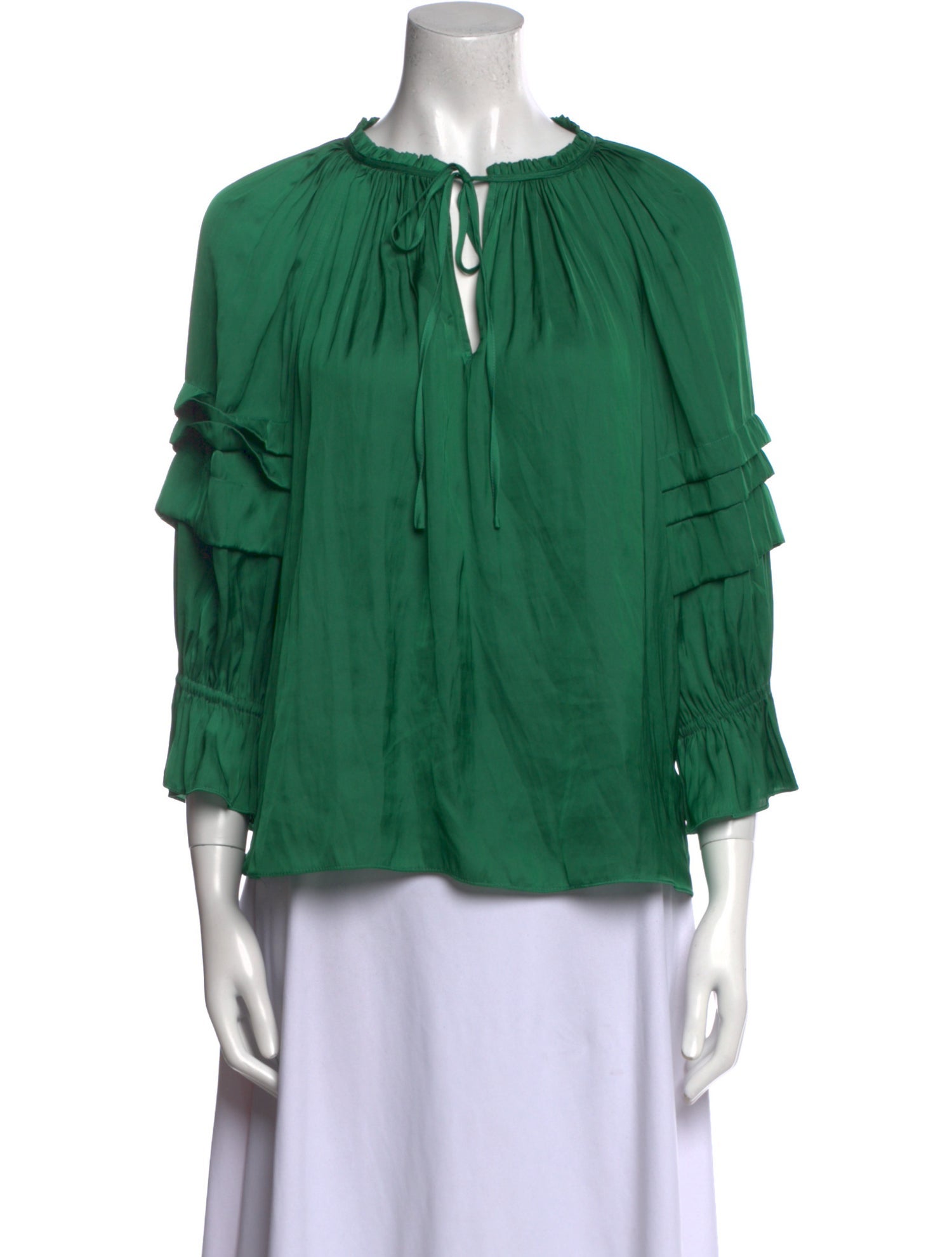 Ramy Brook Tie Neck Three-Quarter Sleeve Blouse