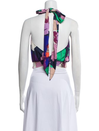 Ramy Brook Floral Print Cowl Neck Crop Top