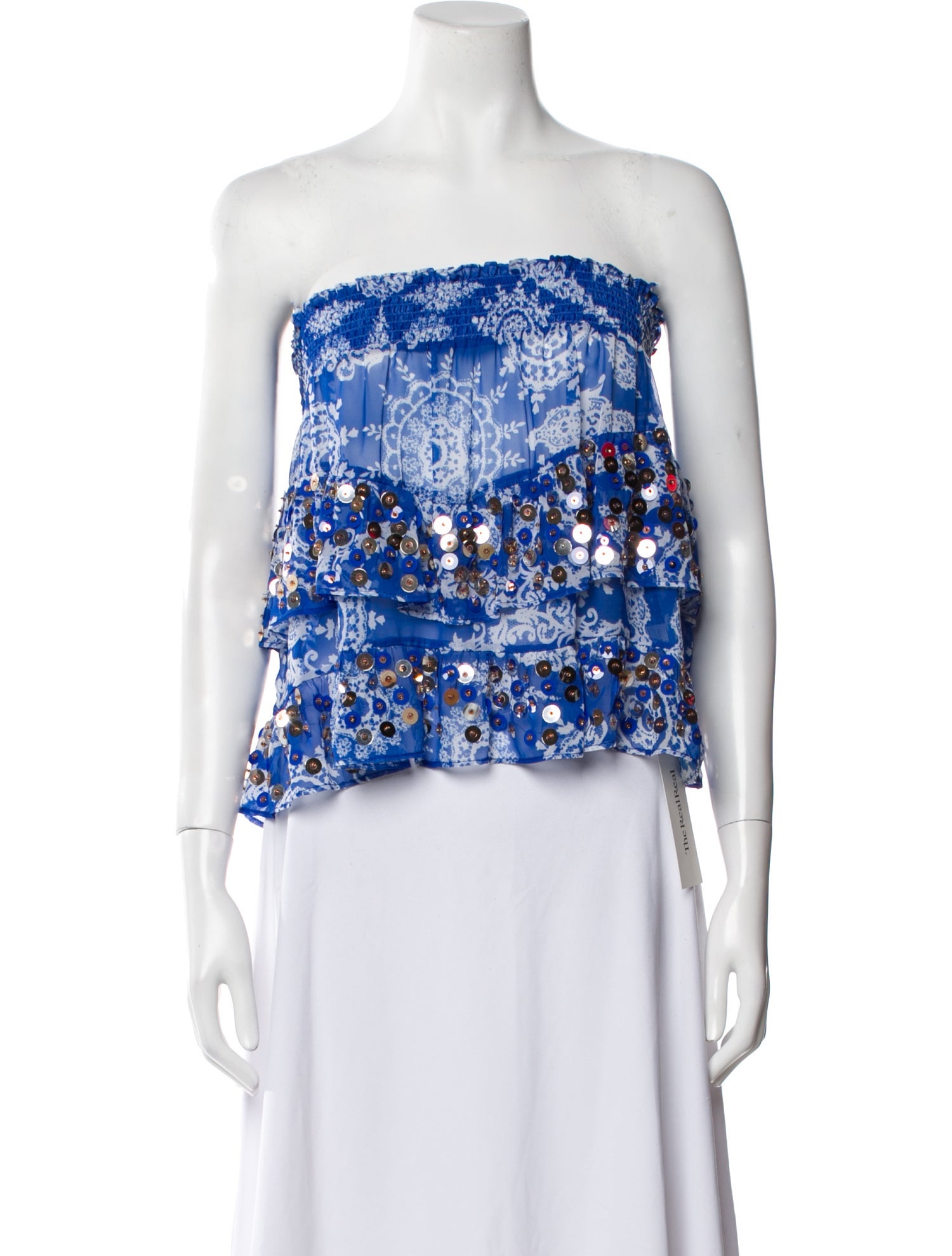 Ramy Brook Floral Print Strapless Crop Top w/ Tags