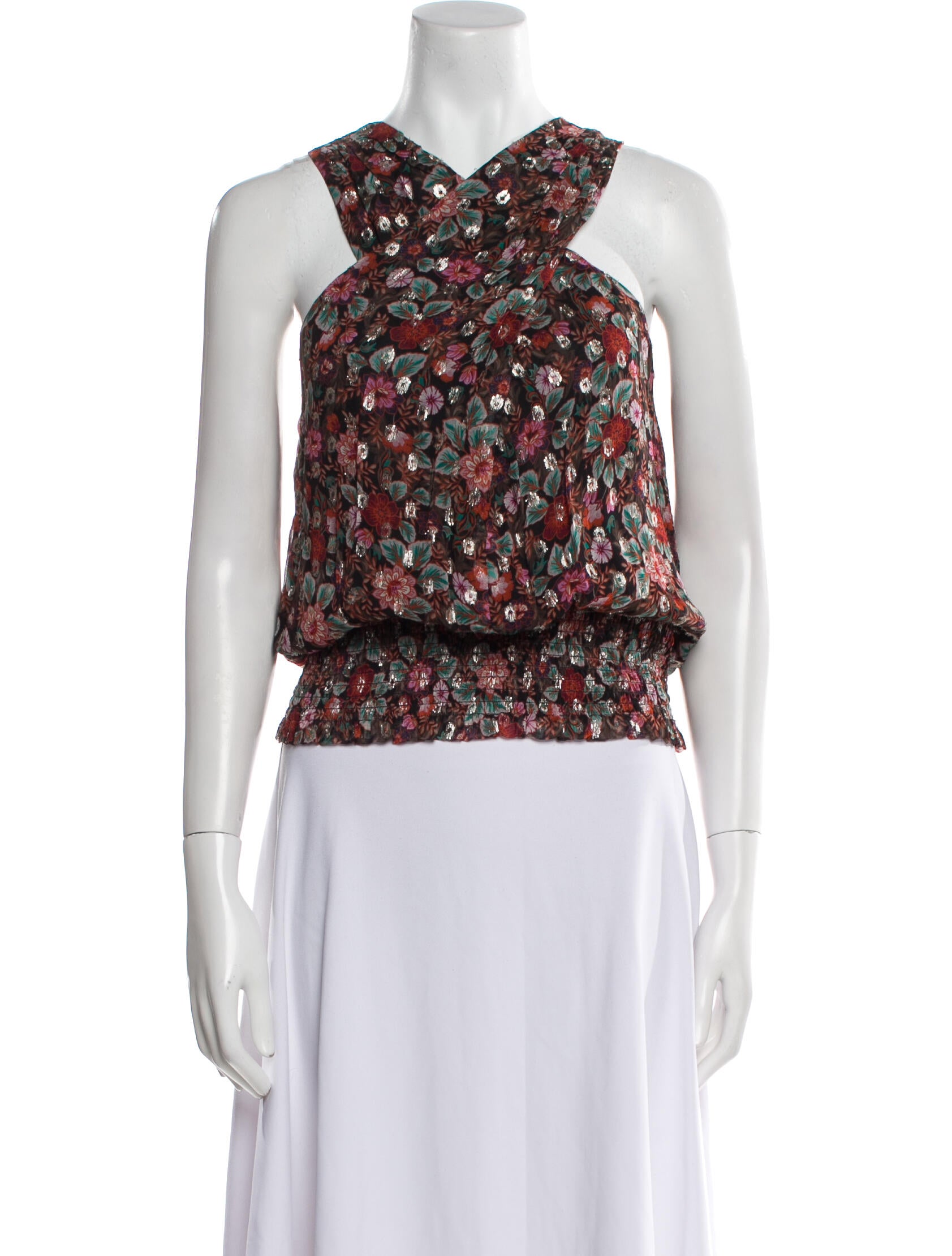 Ramy Brook Floral Print V-Neck Crop Top