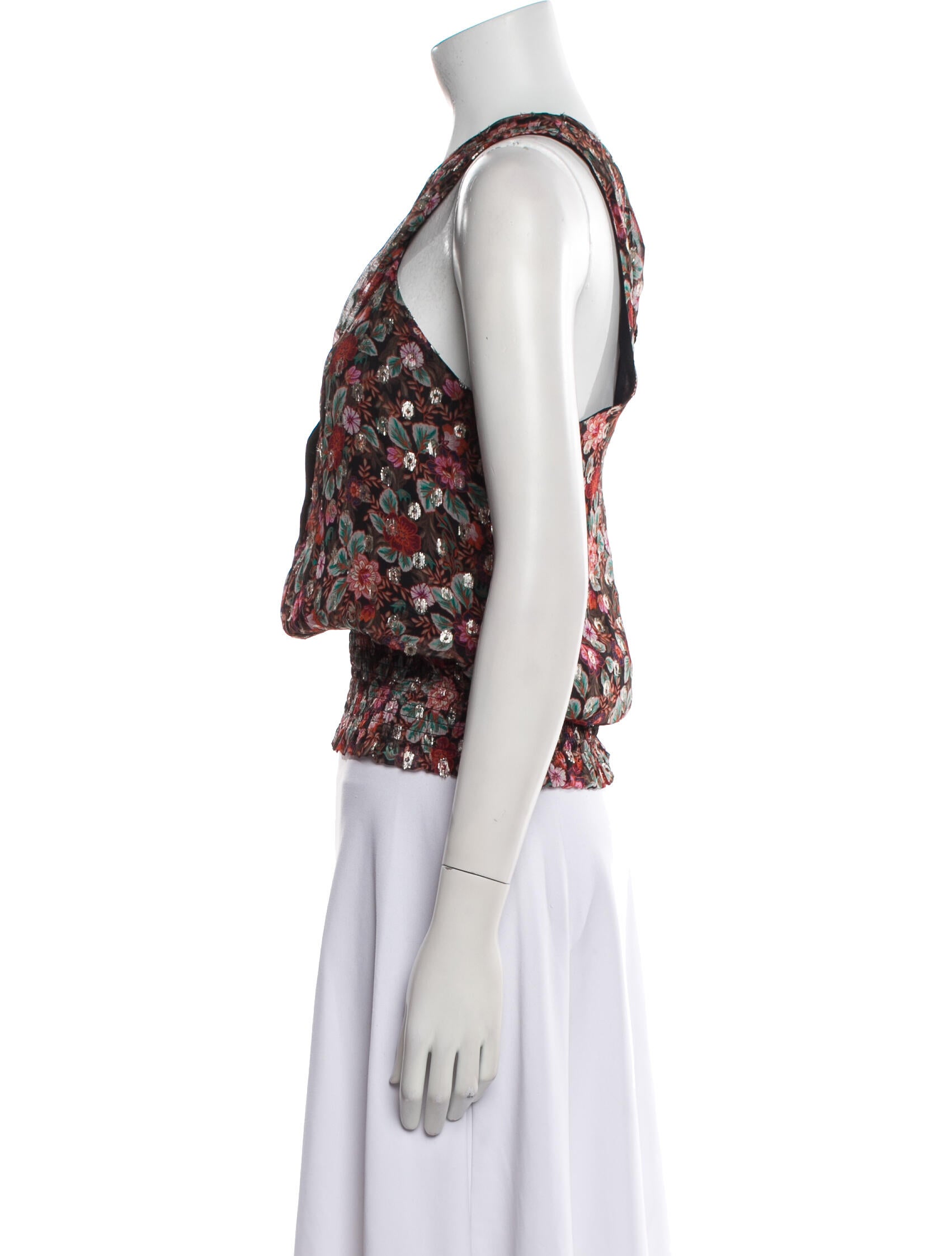 Ramy Brook Floral Print V-Neck Crop Top