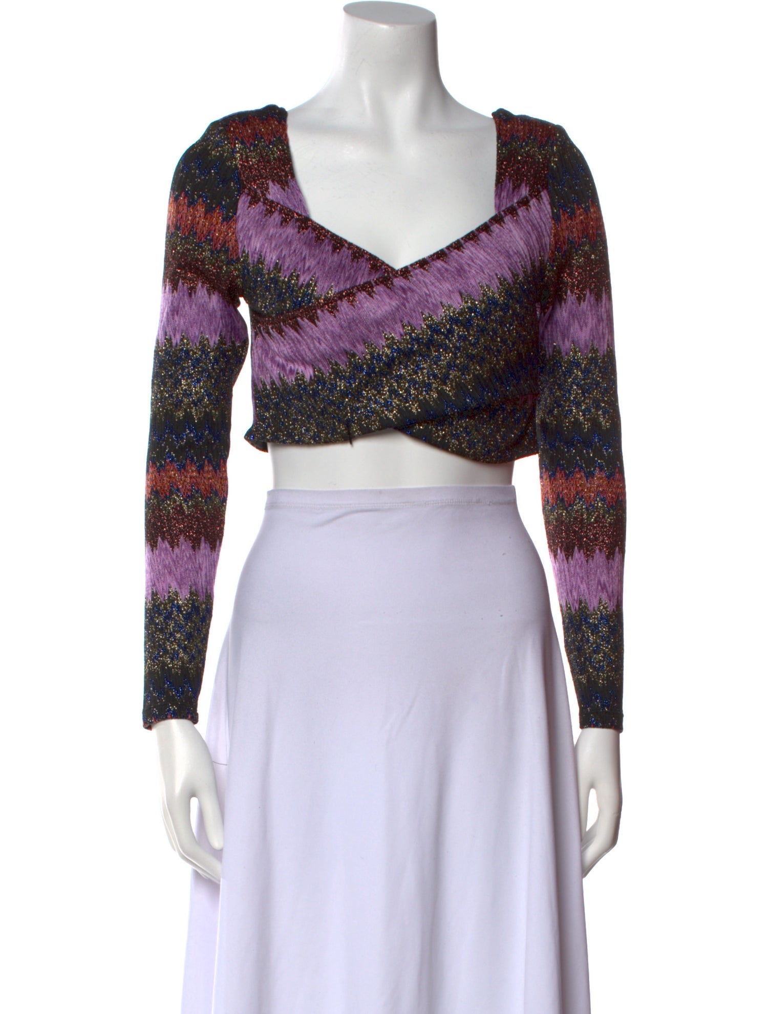 Ramy Brook Printed V-Neck Crop Top