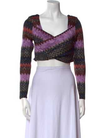 Ramy Brook Printed V-Neck Crop Top