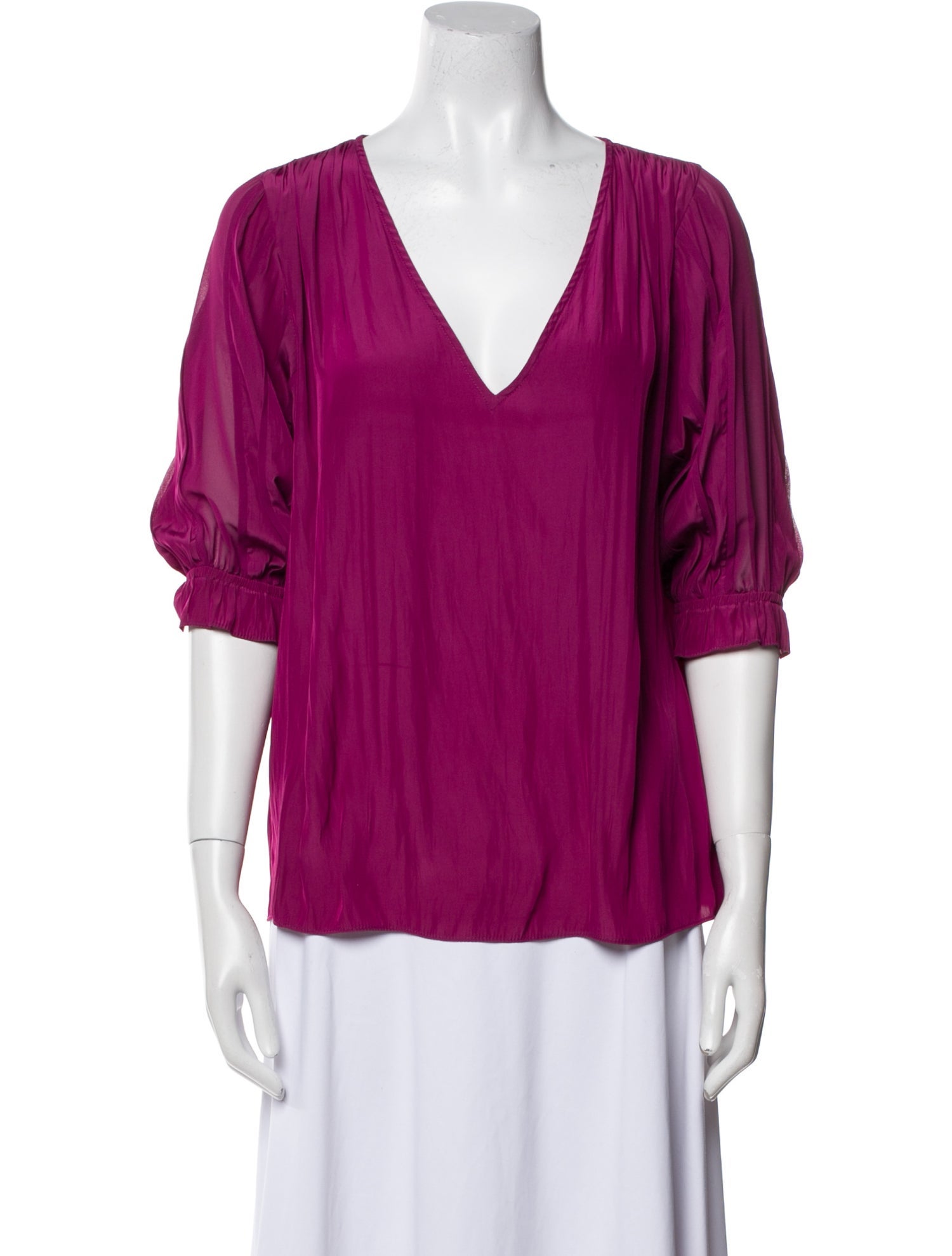 Ramy Brook V-Neck Three-Quarter Sleeve Blouse