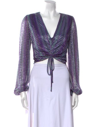 Ramy Brook V-Neck Long Sleeve Crop Top