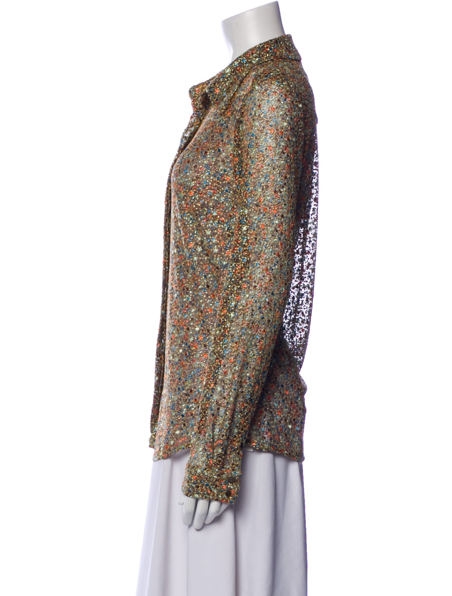 Ramy Brook Floral Print Long Sleeve Button-Up Top w/ Tags