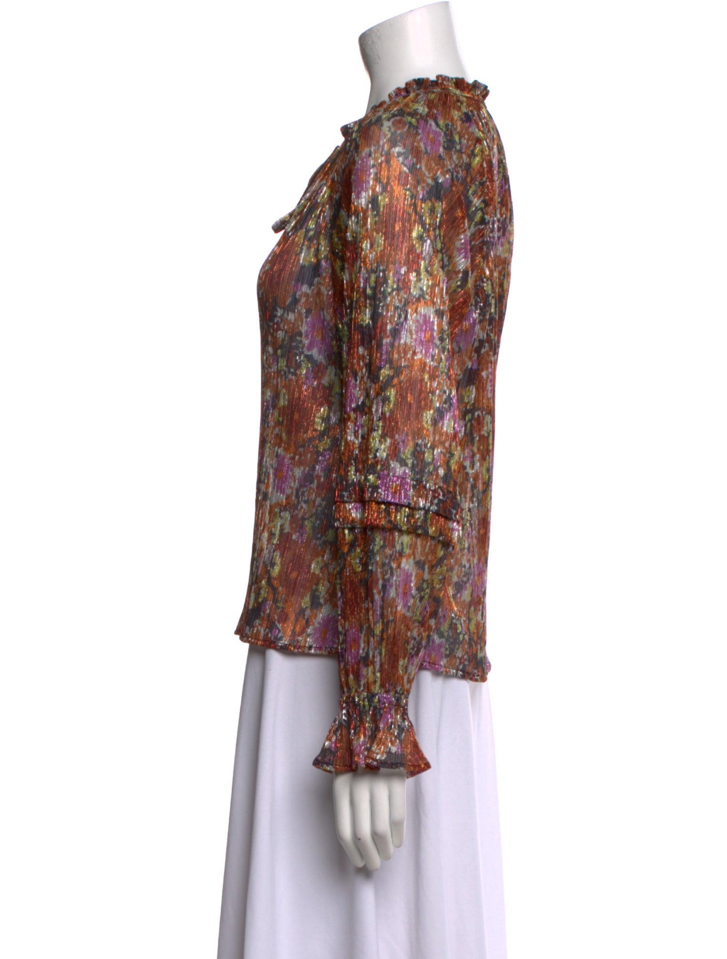 Ramy Brook Floral Print Tie Neck Blouse