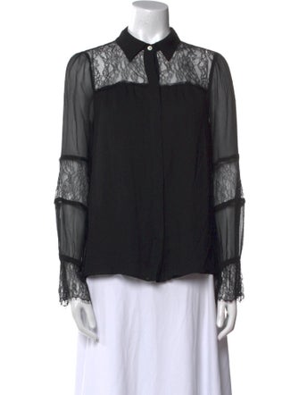 Ramy Brook Silk Long Sleeve Button-Up Top