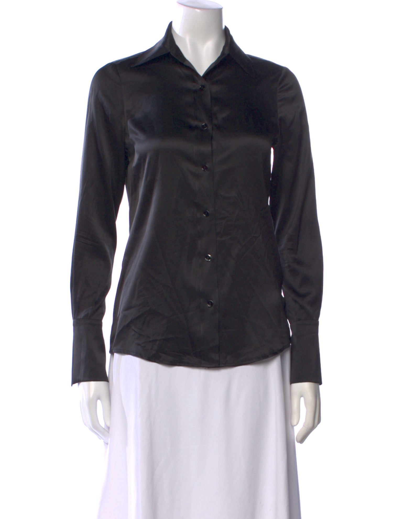 Ramy Brook Silk Long Sleeve Button-Up Top