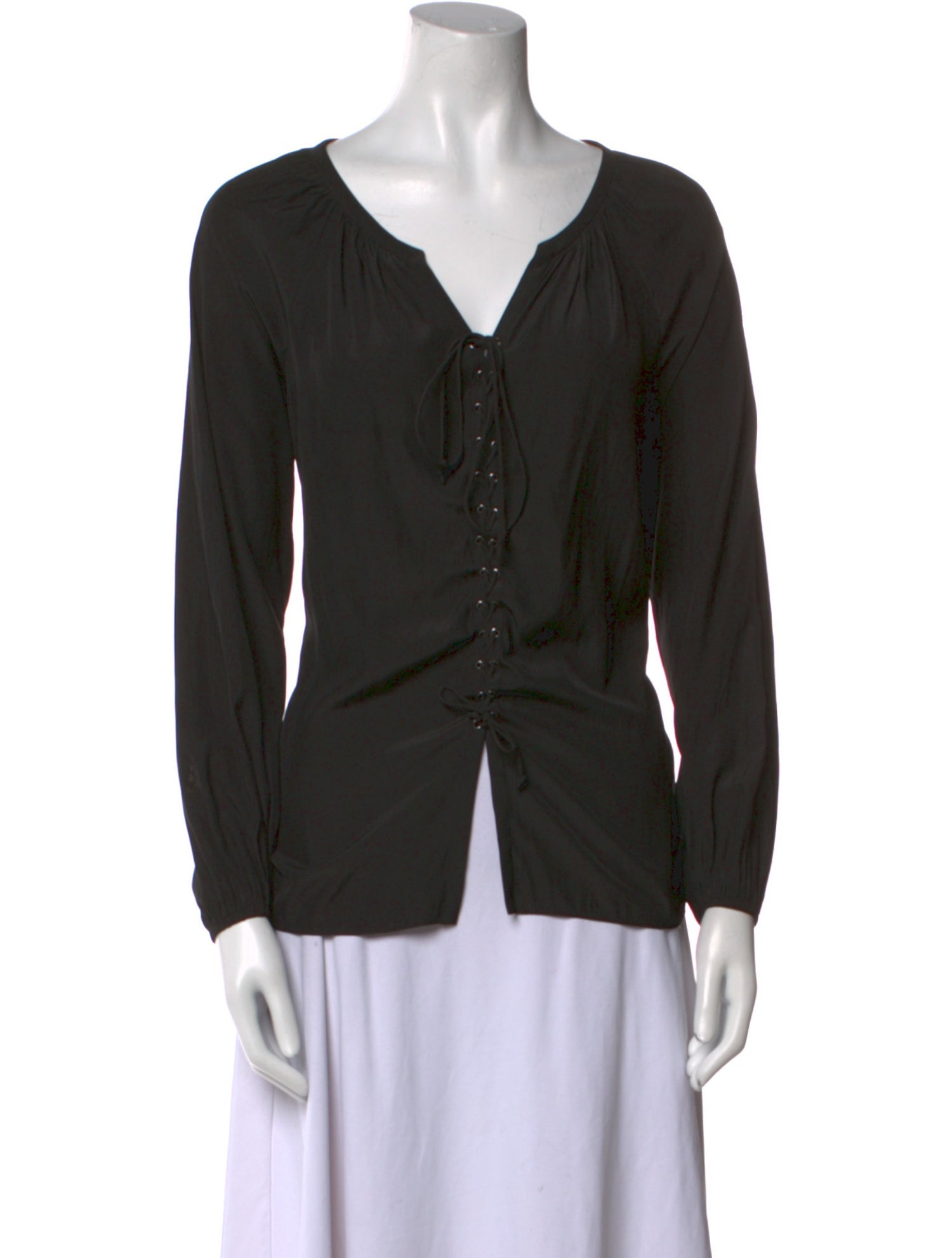 Ramy Brook V-Neck Long Sleeve Polo