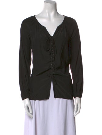 Ramy Brook V-Neck Long Sleeve Polo